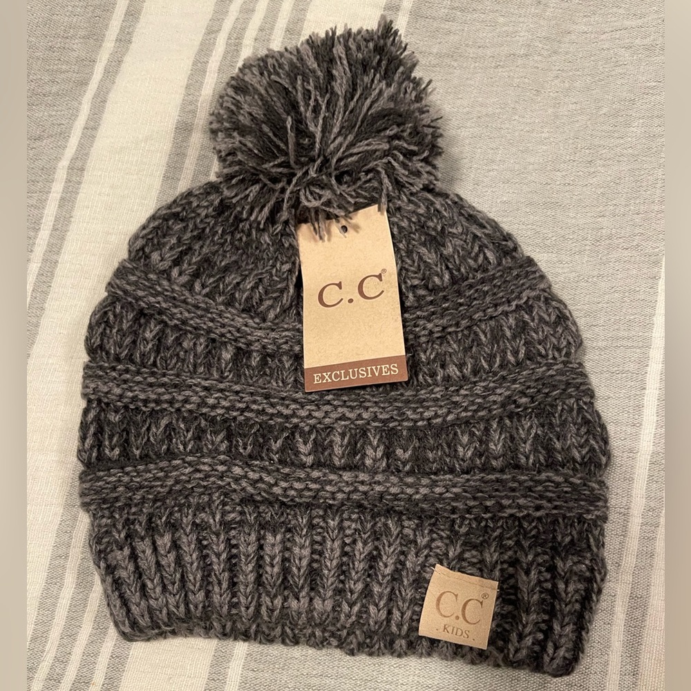 C.C Kids' Cute Warm and Comfy Pom Pom Children's Knit Ski Beanie Hat NWT